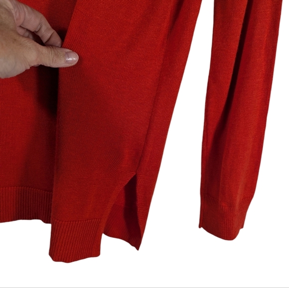 Laurie Felt Cashmere Blend Orange Red Daily Print V-Neck Sweater Size S - Picture 5 of 13